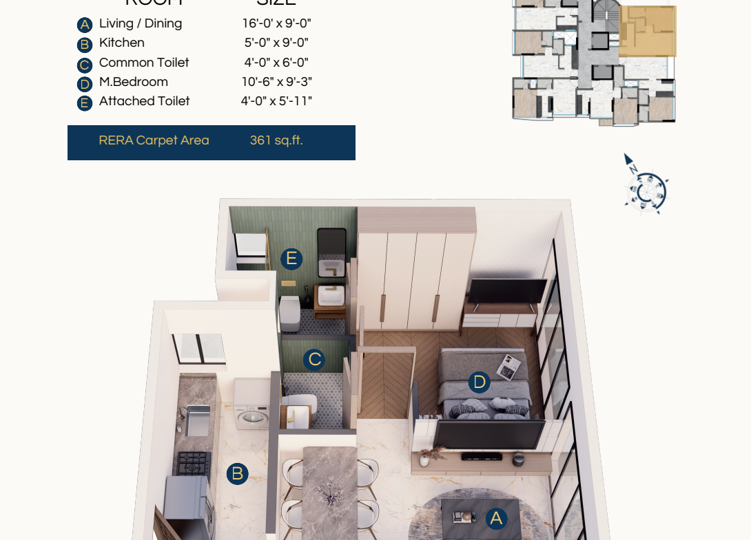 DTG Aurum Jogeshwari east 1bhk rera capert area plan